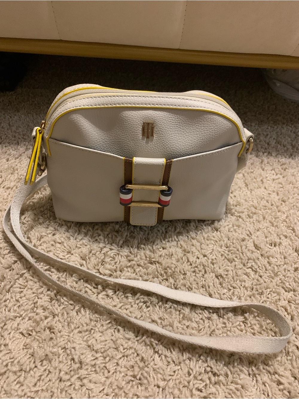Tommy Hilfiger Cream Crossbody Bag with Yellow Trim